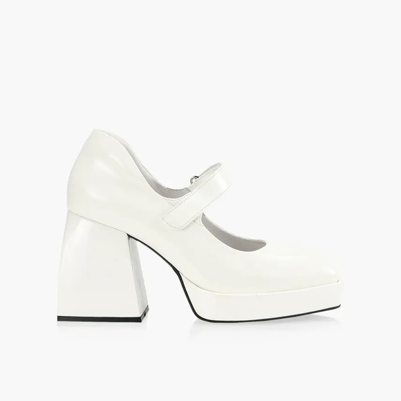 B2 CAMILLA White Leather Mary Jane Heels (NWB) - Picture 7 of 11